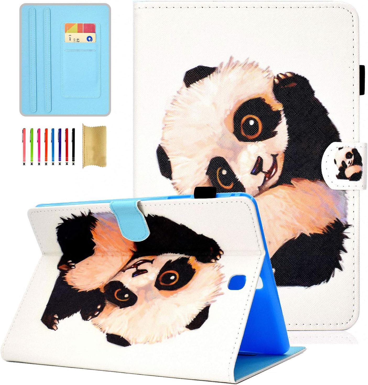 APOLL Case for Samsung Galaxy Tab A 9.7 Inch T550 / P550 2015 Release with Auto Wake/Sleep and Document Card Pocket,Super Slim Shockproof Anti-Slip Multiple Viewing Angles Stand Cover,Cute Panda