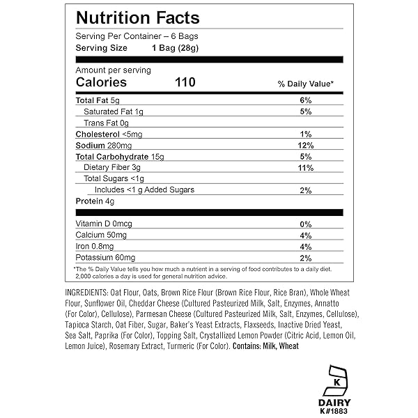 MUNCHKIN® MILKMAKERS® LACTATION CHEDDAR CRISPS FOR BREASTFEEDING MOMS WITH OATS AND FLAX, 6 COUNT