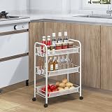 3-Tier Rolling Cart On Wheels White Easy Assemble Storage Trolley view 7