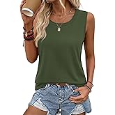 YUCOLEN Women's Tank Tops Summer UPF 50+ Sun Protection Scoop Neck Curved Hem Casual Sleeveless Tops
