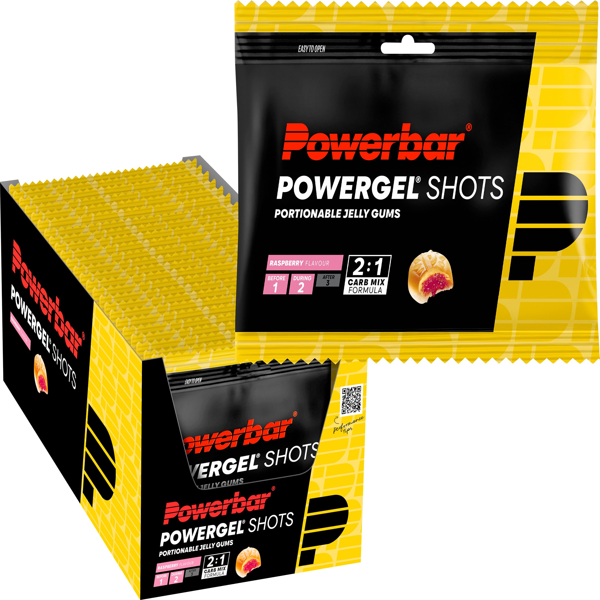 Powerbar - PowerGel Shots - Raspberry - 24x60g - Carbohydrate gums - Vitamin B6