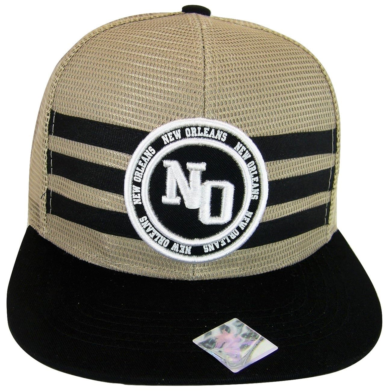 New Orleans Men's Adjustable Mesh Snapback Baseball Cap (Khaki/Black