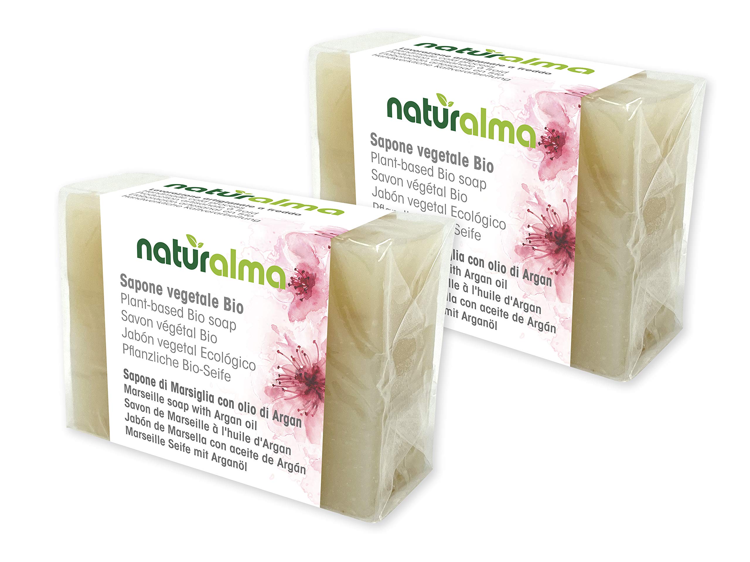 Handmade vegetable soap MARSEILLE SOAP AND ARGAN OIL Bio 2 X 100g Naturalma low temperature Vegan