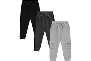 STITCH & STONE Boys' Jogger Pants Set - Comfortable, Durable, and Stylish - Pack of 3 with Pockets