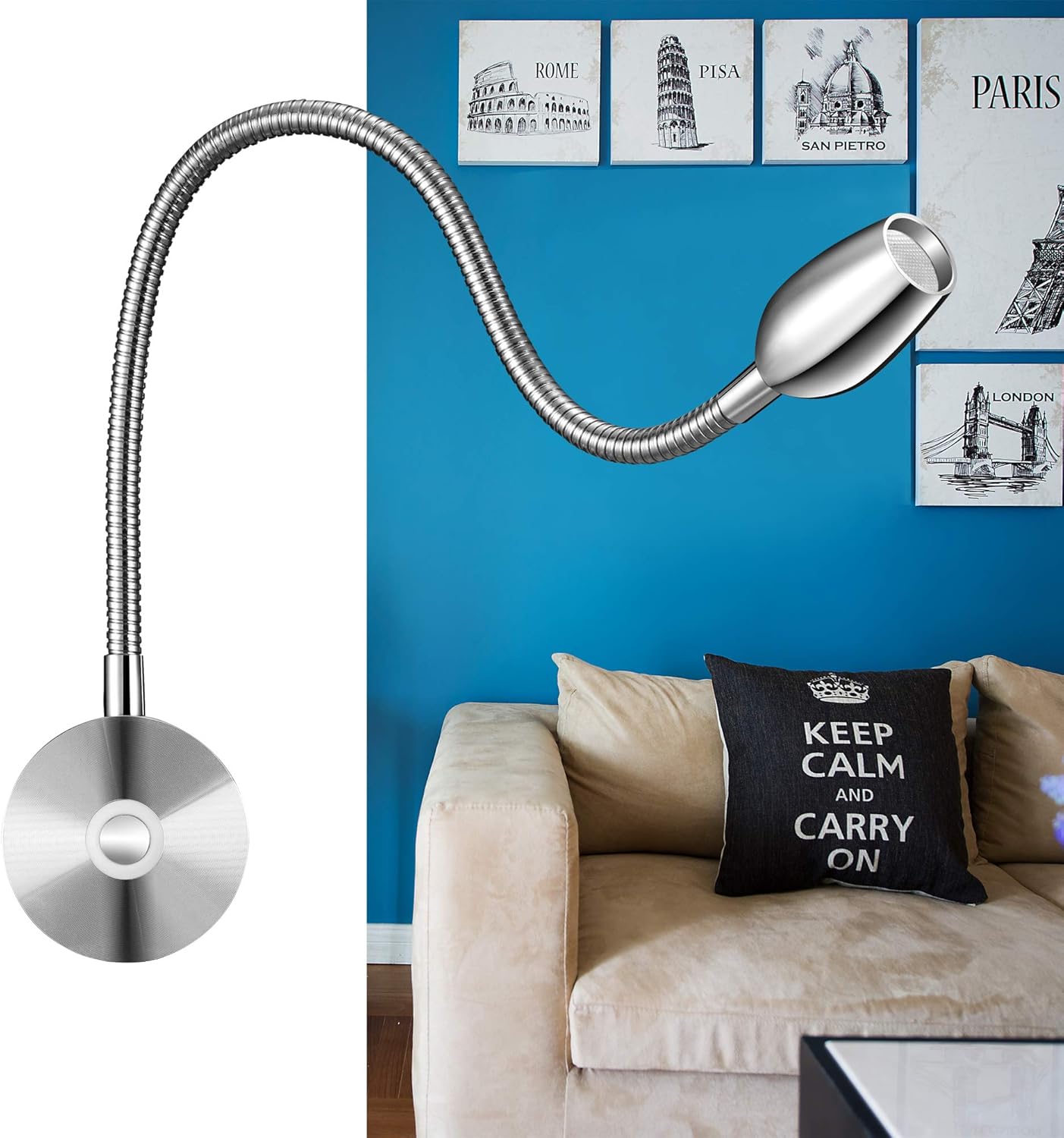 Led Reading Light, Dimmable Bedside Lamp Wall Mounted Working Light