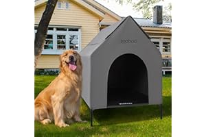 Zooba 36'' 2-in-1 Large Dog House, Dog House for Large Dog Indoor or Outside, Weatherproof 600D PVC Dog House Outdoor, Featuring Breathable 2x1 Textilene Elevated Dog Bed, Easy Clean and Assemble