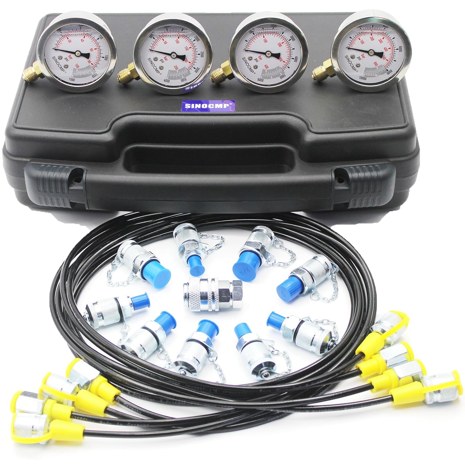 SINOCMP Hydraulic Pressure Gauges Kit Hydraulic Gauge Kit for Komatsu