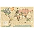 Laminated World Map Poster - Map of the World Chart [Yellow]