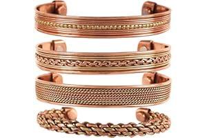 Touchstone copper bracelets | gift for men women |adjustable 100% pure solid real magnetic jewelry | handmade bracelet set combo | rope braided tibetan bangles.