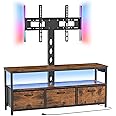 MJOMKN TV Stand with Mount and Power Outlet, Swivel TV Stands Mount with LED Lights for 32/45/55/60/65 inch TVs, Entertainment Center with Storage/Drawers, Media Console for Living Room, Bedroom