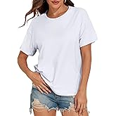 PrettyGuide Womens Short Sleeve Cotton T Shirts Cotton Loose Fit Summer Tops Crew Neck Casual Oversized Tee Shirts