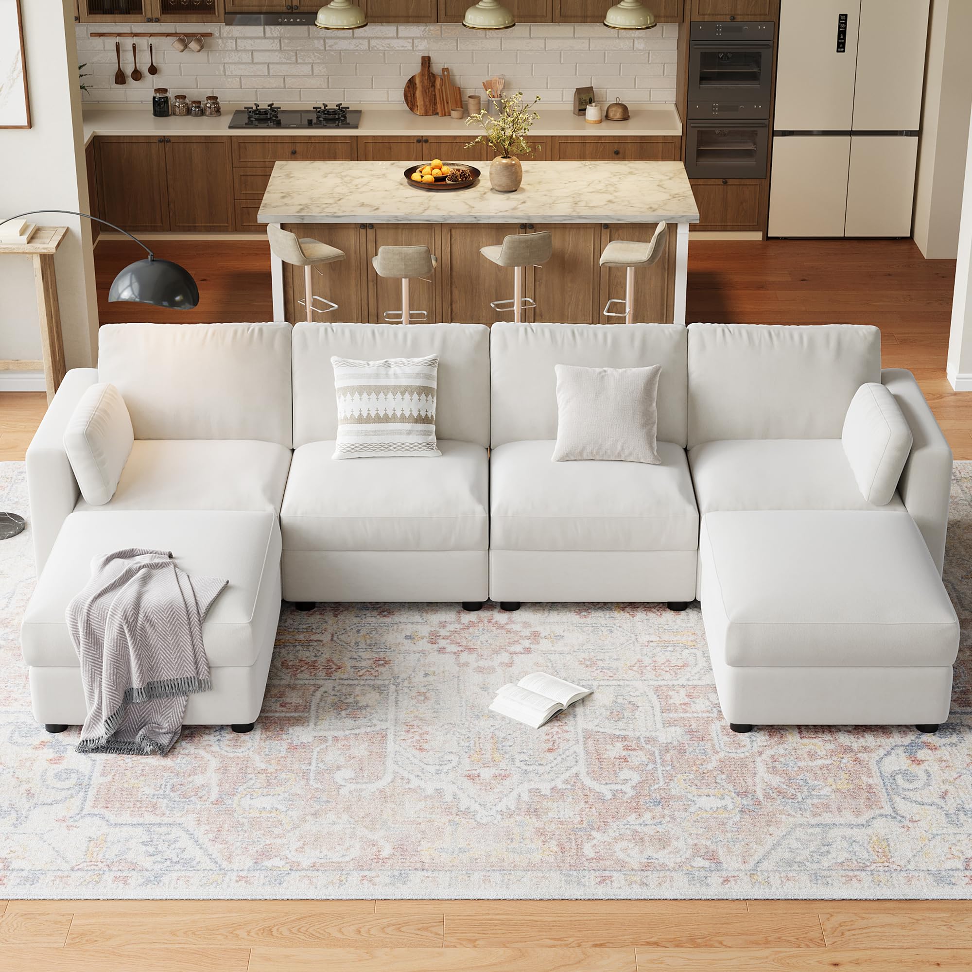 Photo 1 of **PARTIAL SET***GAOMON Oversized Modular Sectional Sofa, 6 Seater Sectional Couch, 136" U Shaped Sofa with Movable Ottoman, Convertible Modular Couch for Living Room Apartment and Office, Chenille Beige