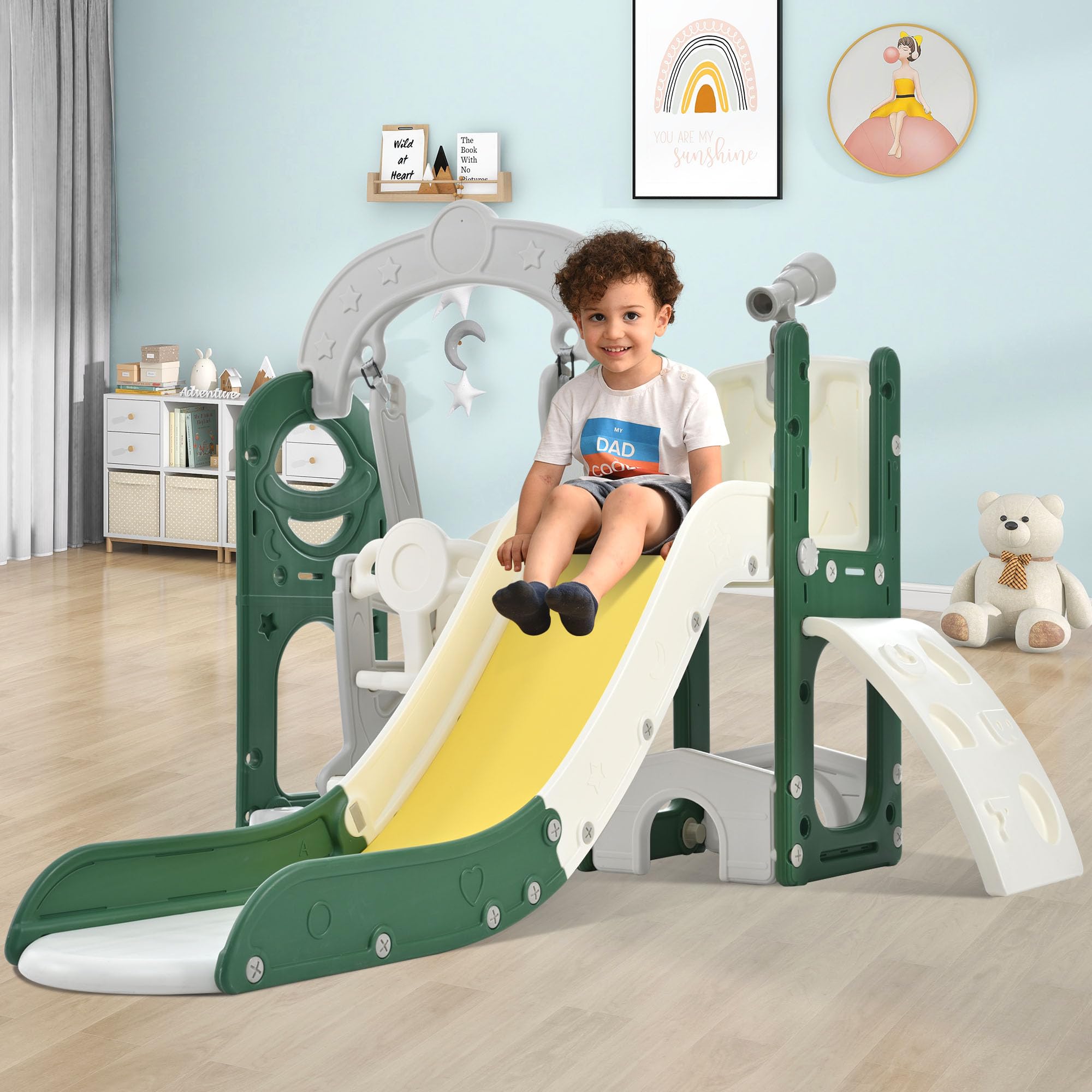 Virubi 6 in 1 Toddler Slide with Swing