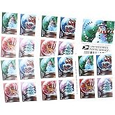 United States Postal Service USPS Snow Globes (Booklet of 20) Forever Postage Stamps (A Snowman, Santa Claus Poised on a Chimney, a Majestic Deer, and a Christmas Tree) 2023 Scott #5816-5819