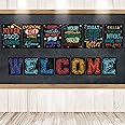 13 Motivational Posters and Welcome Sign for School Classroom Decorations Inspirational and Educational Posters for Teachers Wall Art, Growth Mindset Bulletin Board for Pre School, Elementary & Middle & High School, Positive Quotes College Rooms