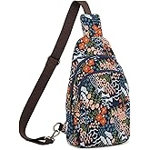 SILKAREA Canvas Sling Bag for Wome Crossbody Purse Small Sling Backpack Purse Travel Hiking Chest Bag Daypack