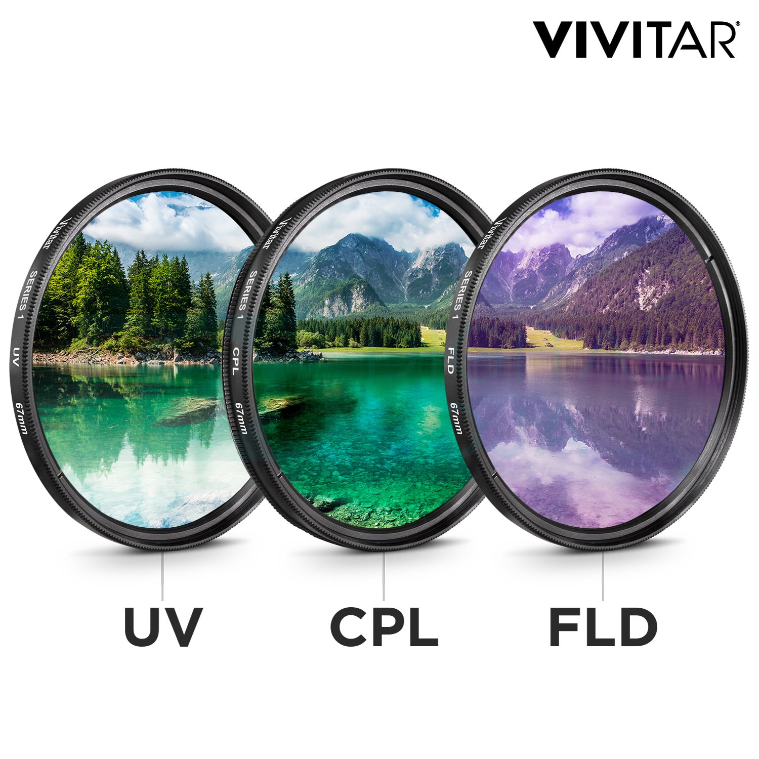 67mm Vivitar Professional UV CPL FLD Lens Filter and CloseUp Macro