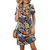 Ivicoer Summer Dresses for Women 2025 Short Sleeve Dress A-Line Mini Dress with Pockets