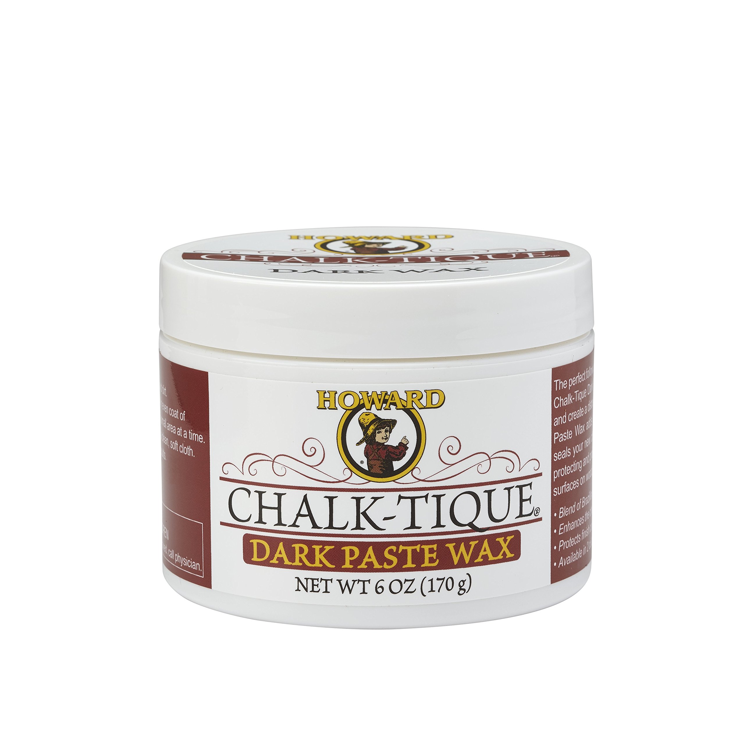 Howard Chalk-Tique Dark Furniture Wax a Blend of Beeswax and Carnauba Waxes - Ideal for Wood, Glass, Ceramic, Metal - Create Distressed Aged Patina (dark)