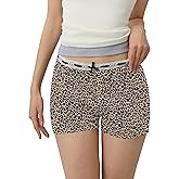 Rapbin Women's Y2k Micro Mini Shorts Leopard Print Low Waist Lounge Pajama Bottoms Boxer with Lace Trim XS-L