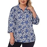 Viracy Plus Size Womens Golf Polo Shirts 3/4 Sleeve Zip Up Quick Dry Workout Tops
