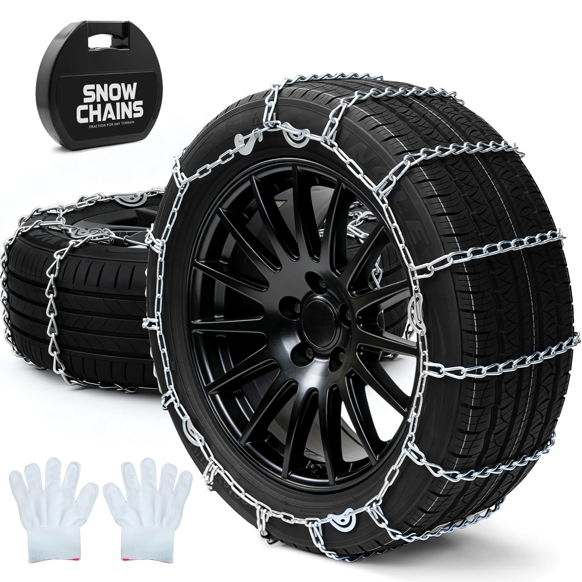 Photo 1 of BasaltAuto Automotive Tightening Snow Chains Tire Chains for Tire Set of 2 With Gloves Winter Accessories SUV Trucks Pickup Winter Emergency Traction 1150 Large