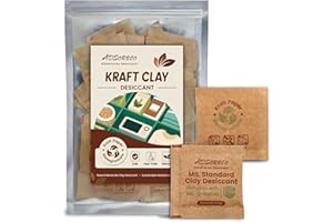 ADSORBCO REDEFINING DESICCANT ADSorbco 6g x 50 Pack Bentonite Clay Desiccant Packs– Food Grade Moisture Absorbers for Pet Food, Tea, Dry Grains, Spices, Storage Bins – Silica Gel Packets Alternative, Desiccant Packs for Storage