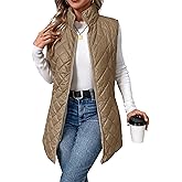 Avilego Long Vest for Women Fleece Lined Warm Puffy Vest Sleeveless Furry Jackets for Cold Weather