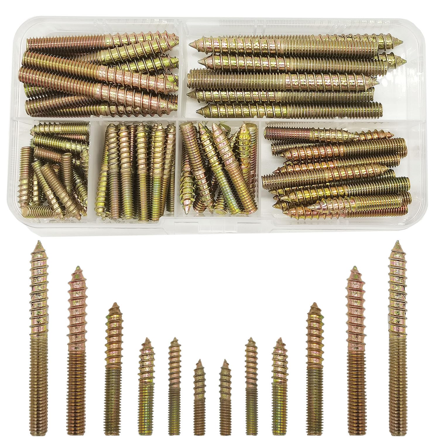 84 Pcs M4 M5 M6 Hanger Bolts,Double Sided Screws,Galvanized Dowel Screw Self-Tapping Double Ended Screw for Wood Joints(20/30/45/50/60mm)