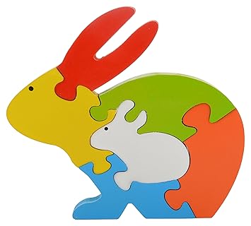 Skillofun Wooden Take Apart Puzzle Rabbit, Multi Color