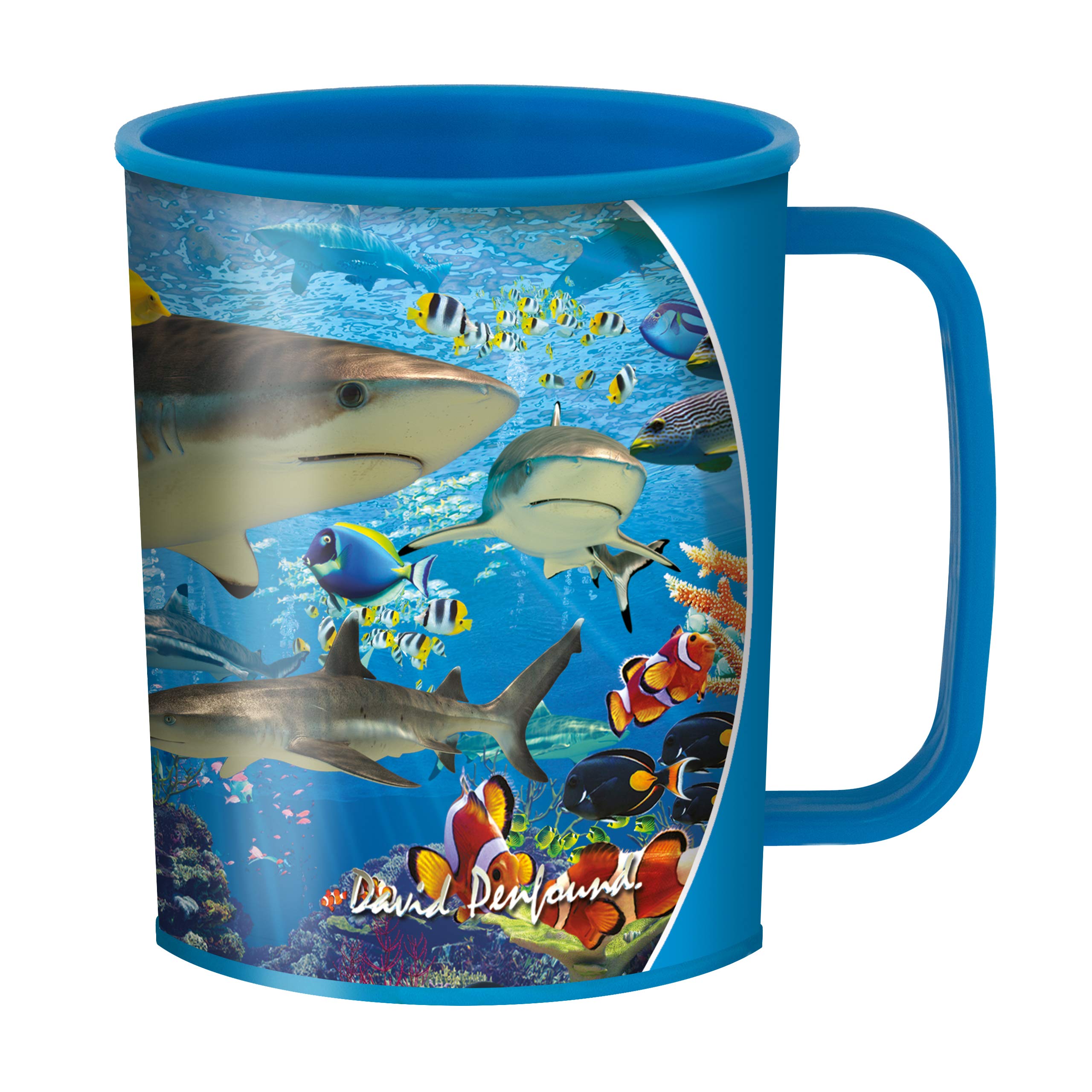 3D LiveLife Drinking Cup - Shark Reef from Deluxebase. 300ml Plastic Mug with Ocean Theme, Reusable Coffee Cup, Portable Animal Tumbler for Camping, Picnic, Travel & Everyday Use.