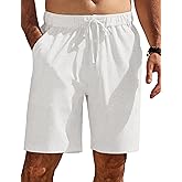 COOFANDY Mens Casual Shorts Elastic Waist Drawstring Shorts Summer Beach Linen Shorts