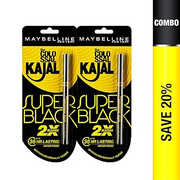 Maybelline New York Colossal Kajal, Super Black (Pack of 2 at 20% Off)