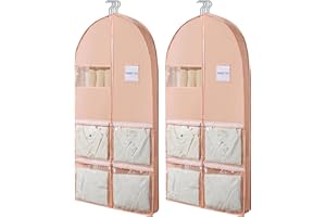 Tofcbye 49" Dance costume garment bag with 4 pockets and 4" gussets for storing suits, shirts, dress, suitable for home, dance garment bags for dancers - Hold 3-8 clothes (Set of 2)