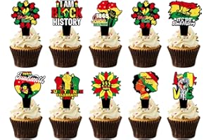 WUHUZSM 36PCS Happy Juneteenth Day Cupcake Toppers – Freedom Independence Day Juneteenth Food Picks for June 19th 1865 Celebration Party