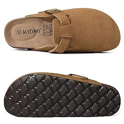 KIDMI Women's Genuine Suede Clogs Cork Footbed