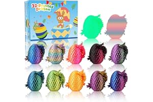 12PCS 3D Printed Dragon Eggs with Dragon Inside, Mini Egg Set, Articulated Crystal Fidget Toy for Easter Basket Stuffers and 