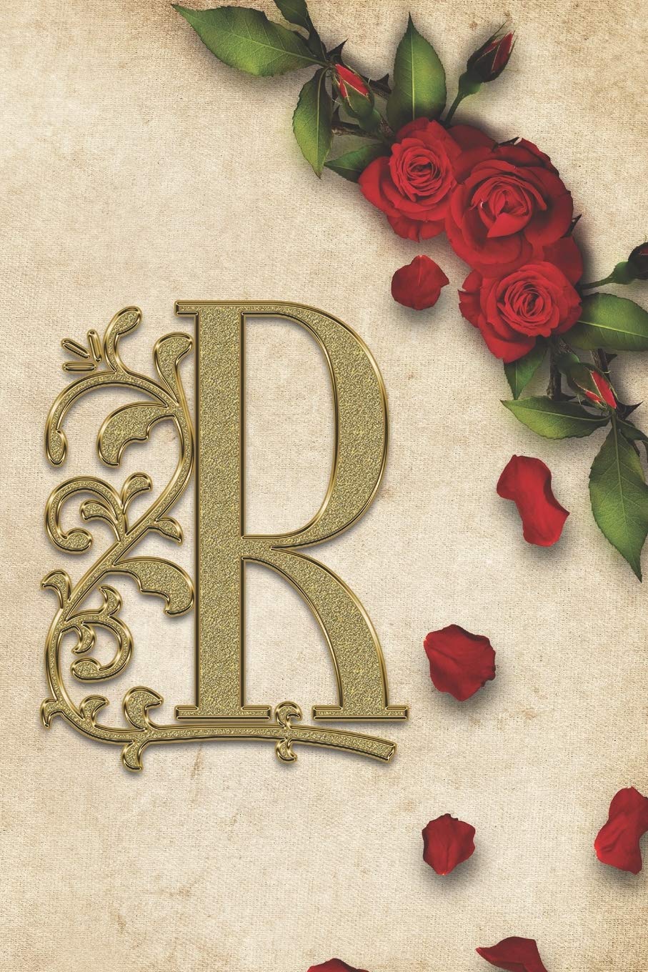 R Red Rose With Rustic Yellow Background Golden Monogram Initial Letter R Journal Notebook 6 X 9 Gift For Her Monogram Sunflower Journals Amazon Com Books