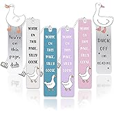 Marspark 6 Pcs Silly Goose Bookmark, Cute Funny Bookmarks for Women Book Lover Metal Silly Goose Book Marks Gift for Bookworm Bookish Reading Club Coworkers Back to School Birthday Present