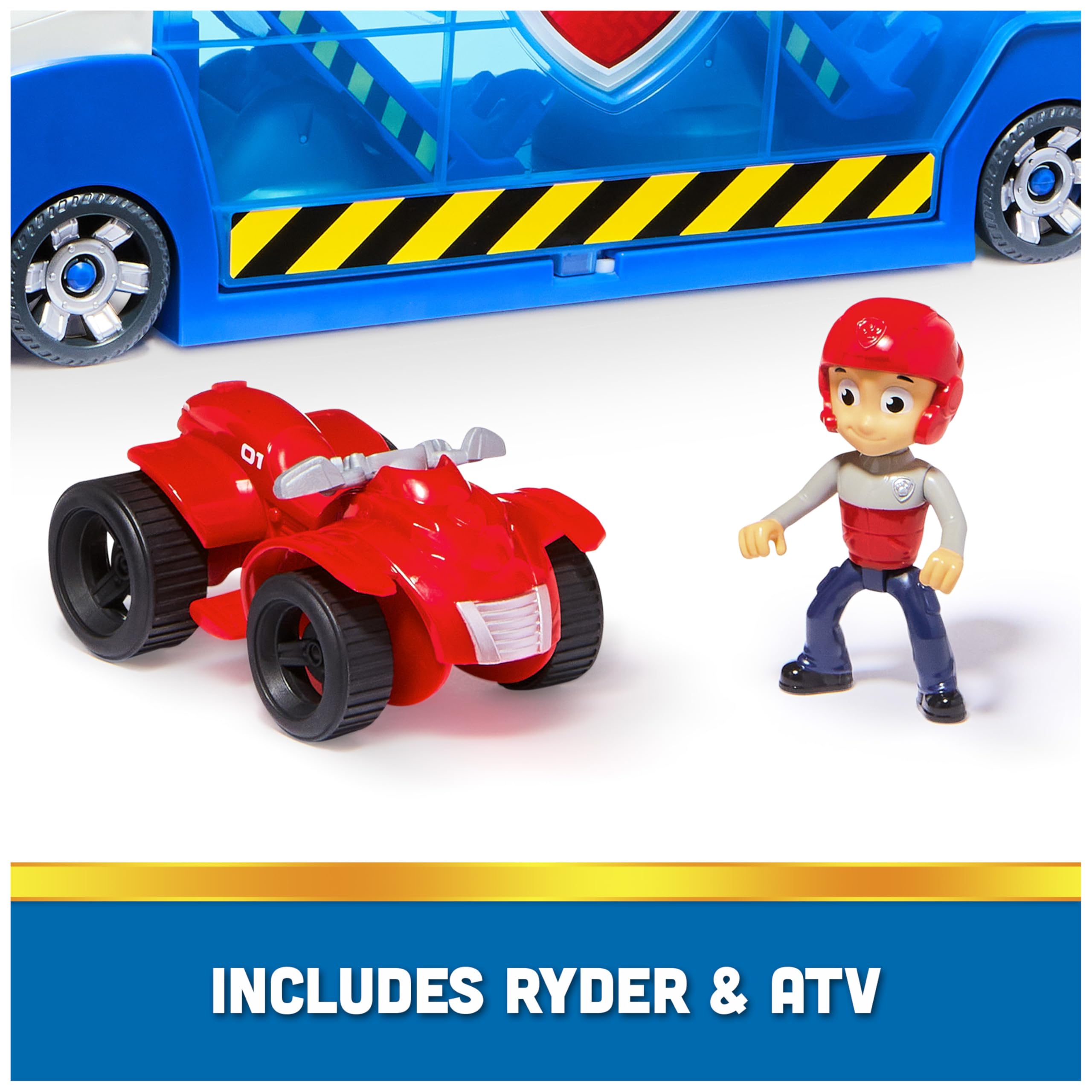 Paw Patrol, Transforming PAW Patroller with Vehicle Launchers, Lights & Sounds, Ryder Action Figure & ATV Toy Car, Kids Toys for Boys & Girls Ages 3+