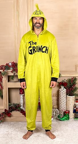 Seuss Grinch Fleece Onesie Pajamas Matching Family Adult