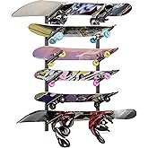 DEYOFA Skateboard Rack Wall Mount – Skateboard Wall Hanger, Snowboard Display Wall Mount, Ski Holder | 6-Floor Skateboard & Ski & Snowboard Storage Rack | Snowboard & Ski Lover Gifts
