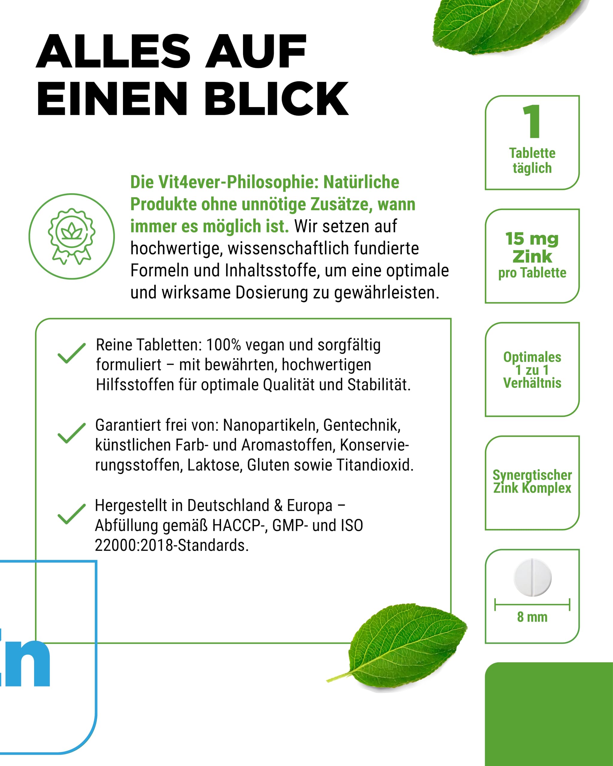vit4ever Zink Komplex 15 mg - 400 Tabletten - 3 Zink-Formen 4