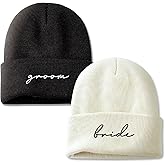 GroomBrideGifts Mr and Mrs Beanies, Wedding Gifts for Couples, His and Hers Engagement Gift, Honeymoon Travel Essentials