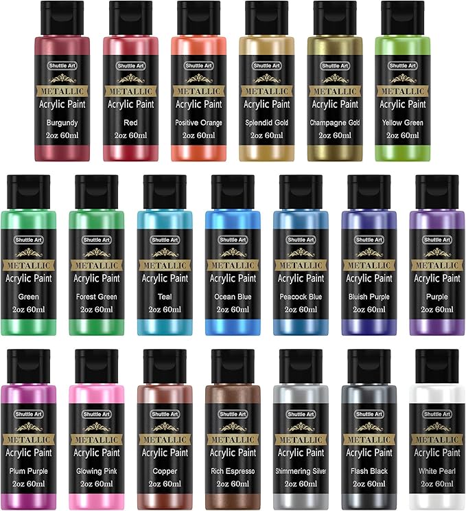 Metallic Acrylic Paint Set, Shuttle Art 20 Colors Metallic Paint in