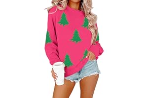 LOTUCY Christmas Sweatshirts for Women Christmas Tree Graphic Long Sleeve Shirt Xmas Holiday Party Pullover Blouse