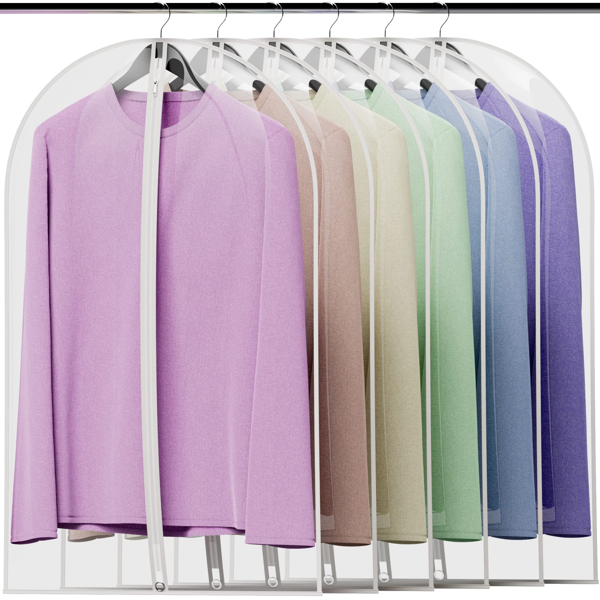 Hangerworld 12 Suit Garment Clothes Covers 100cm Clear White Trim Showerproof Zipped