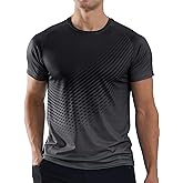 Men's Athletic Running T-Shirts Quick Dry Gym Workout Shirts Moisture Wicking Short-Sleeve Lightweight Sports Tee Tops