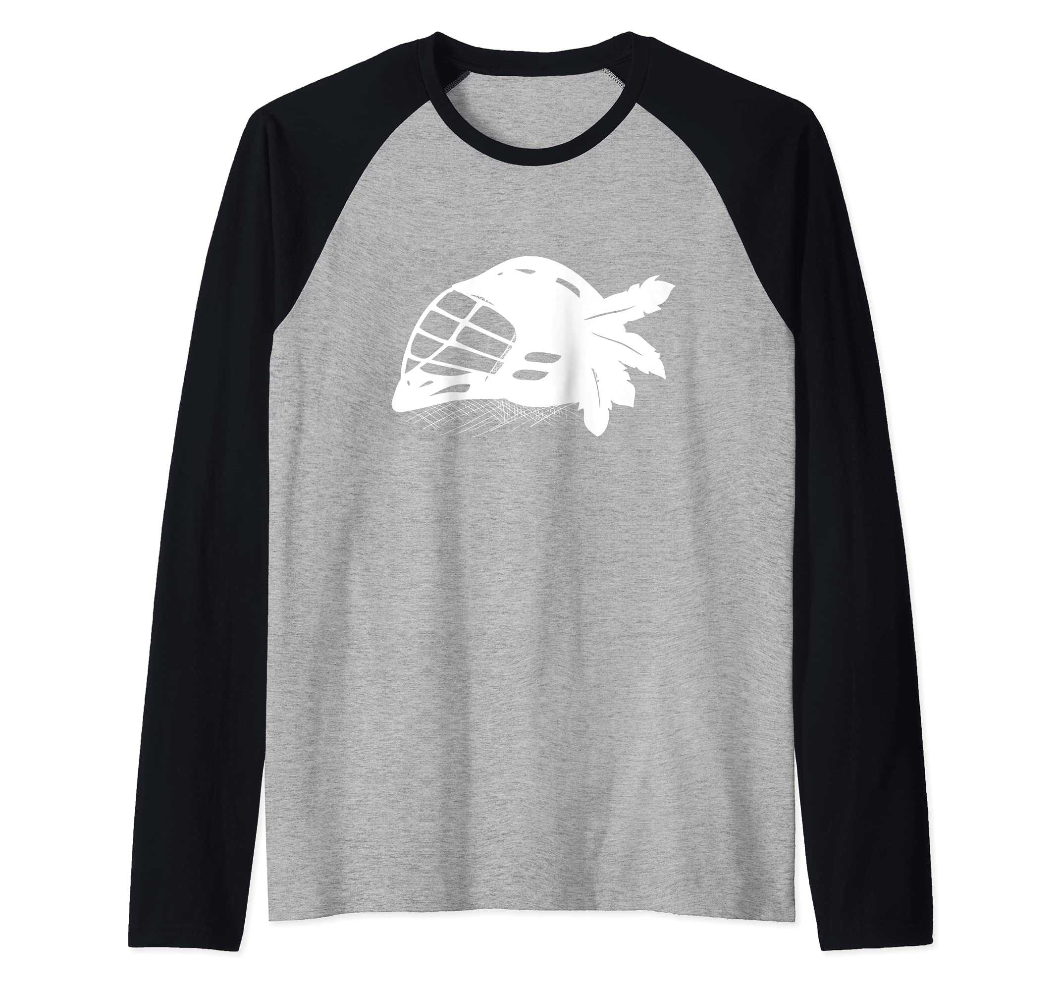 Lacrosse Player Indian Helmet Raglan Baseball Tee