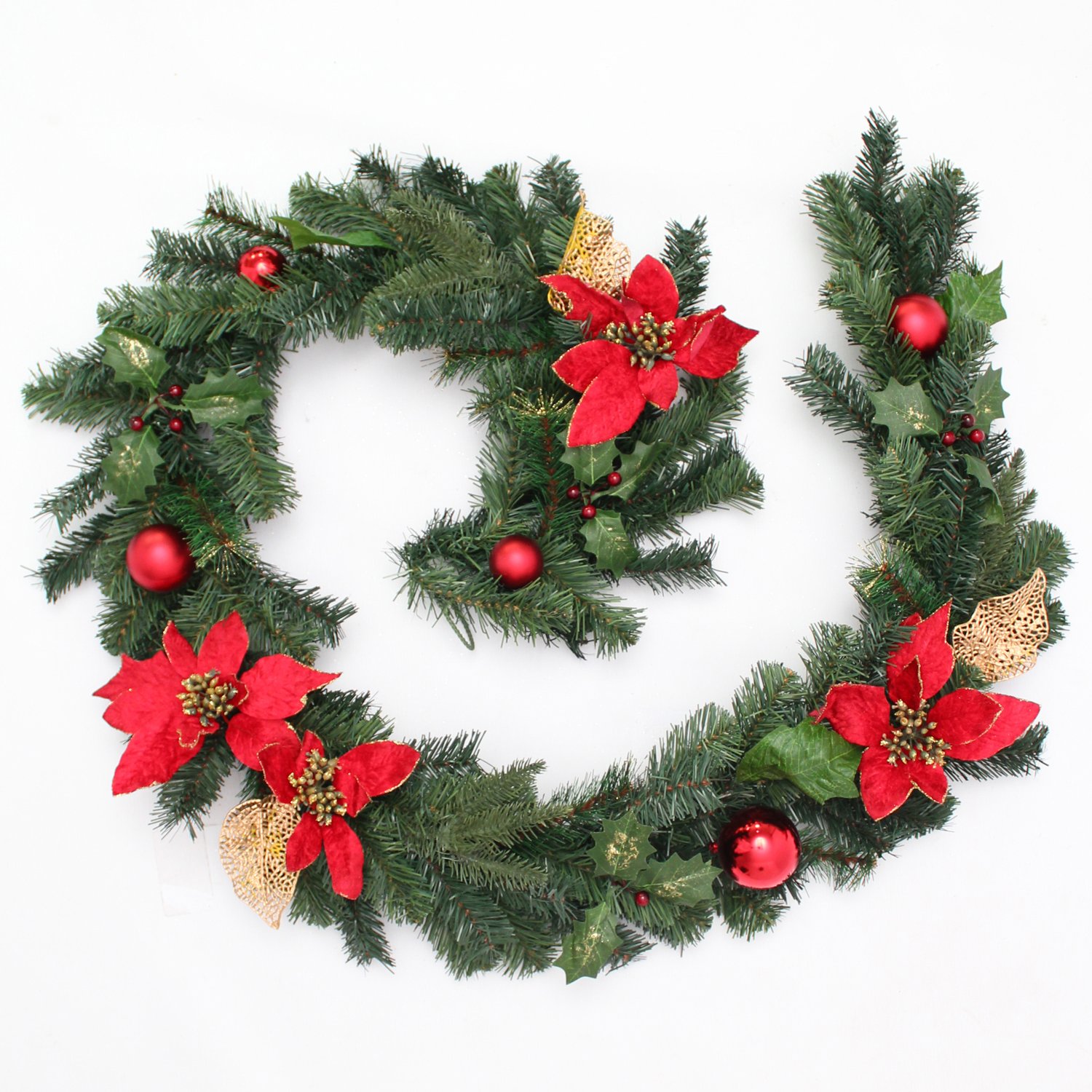 WeRChristmas Decorated Garland Christmas Decoration, 6 feet - Red/Gold